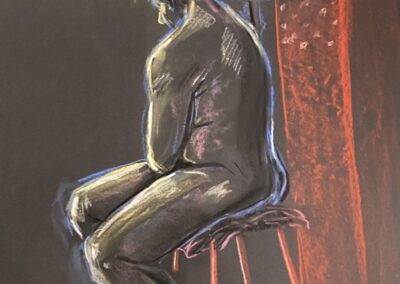 Life Modelling Seated Pose on Black
