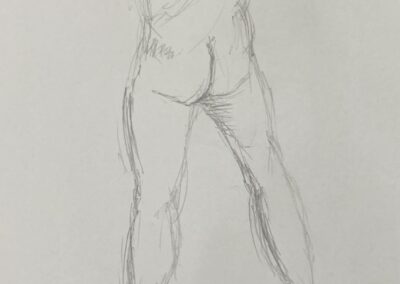 Life Modelling Standing Against a Wall from Rear