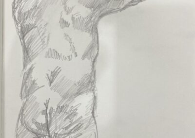 Life Modelling Standing Against a Wall Rear View