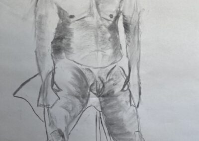 Life Modelling Seated Pose on a Stool from Front